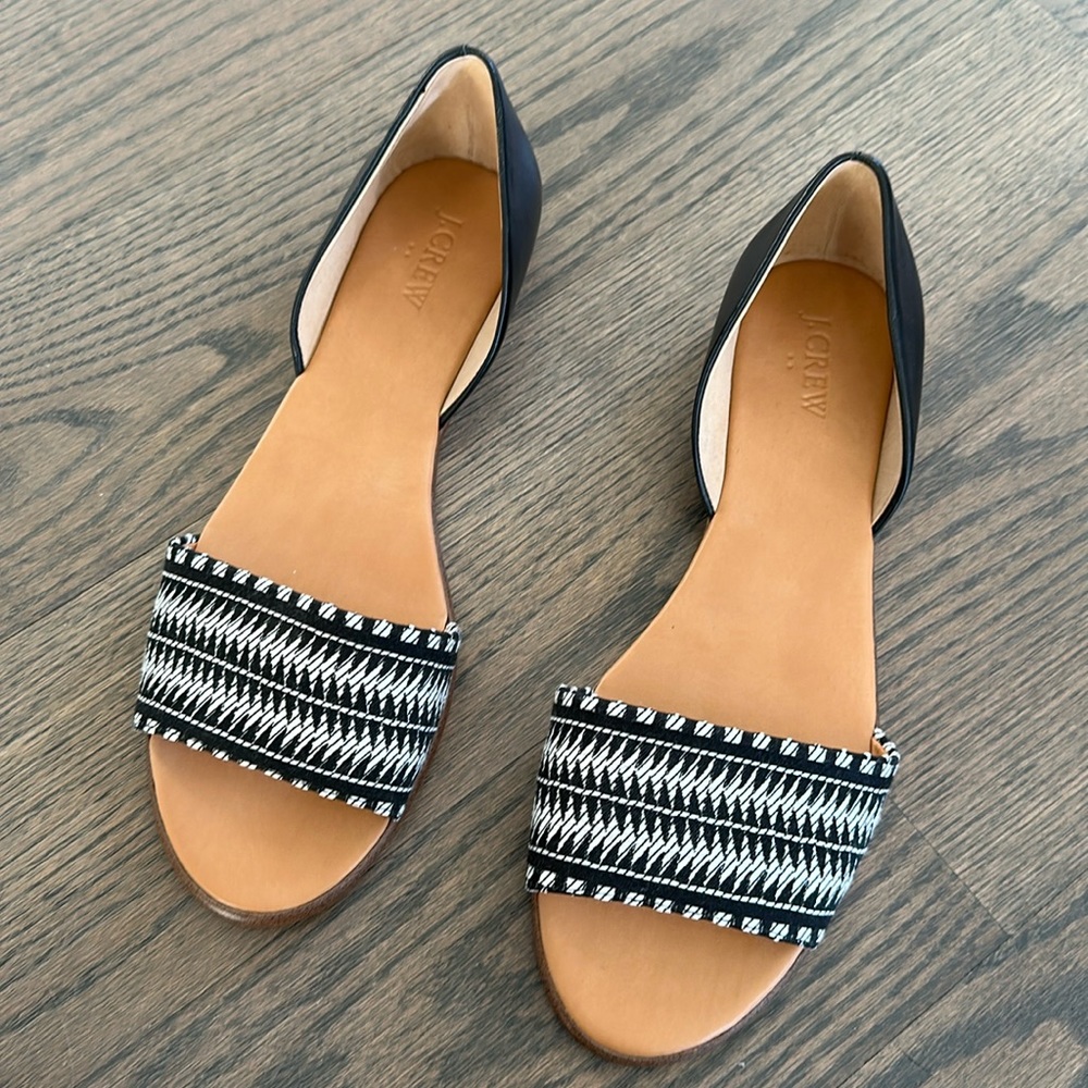 J Crew Morgan Woven Peep Toe D’Orsay Flats